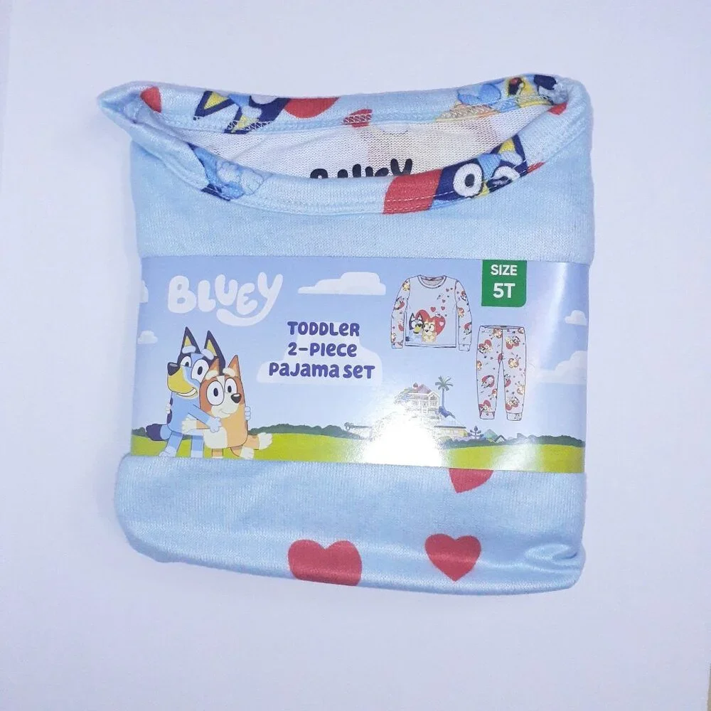Character Bluey Toddler Unisex Valentine's Day Pajama Set, 2-Piece, Sizes 12M-5T - Picture 11 of 15